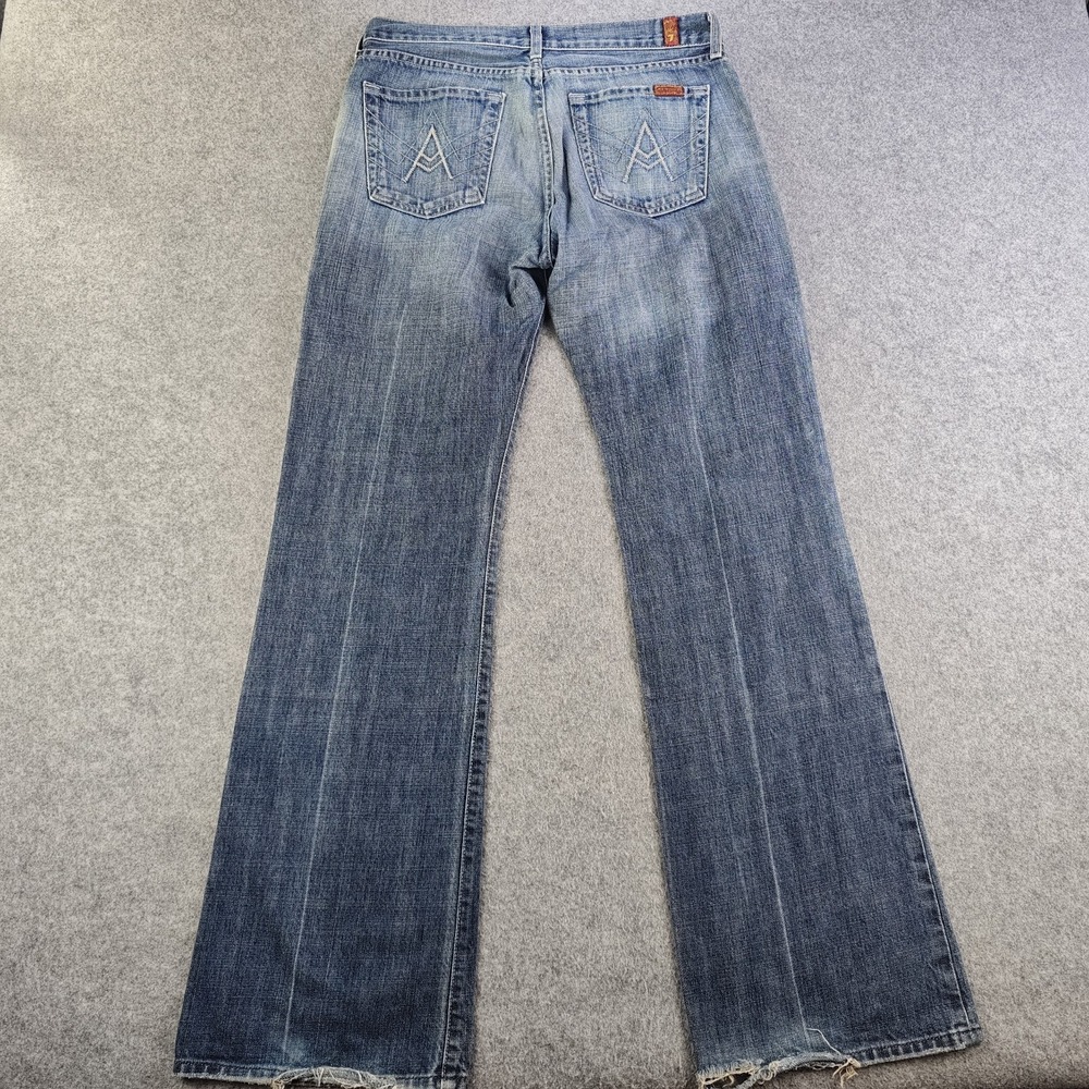 7 For Mankind - Mid-Rise Flared Leg Jeans Light Wash Blue w/ “A” pocket design